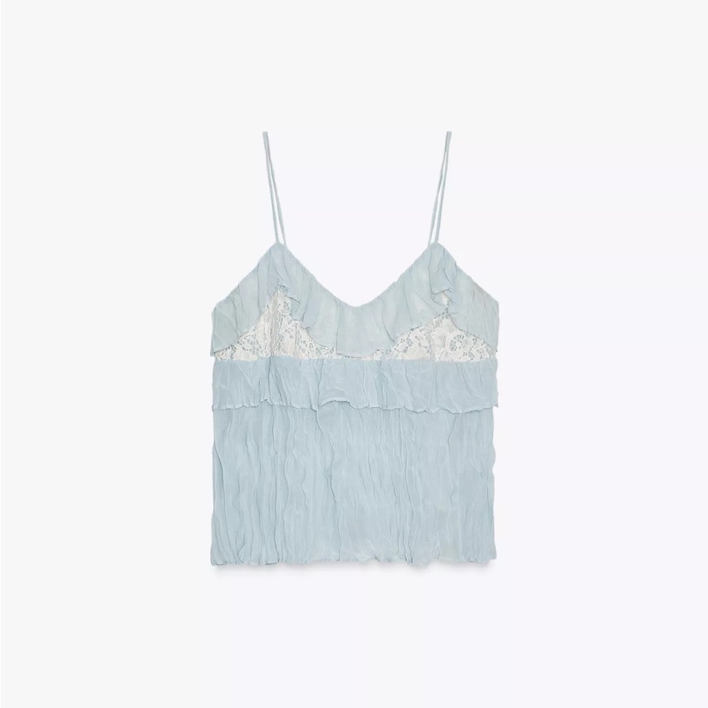 ZARA Blue Lace Trim Cami Top